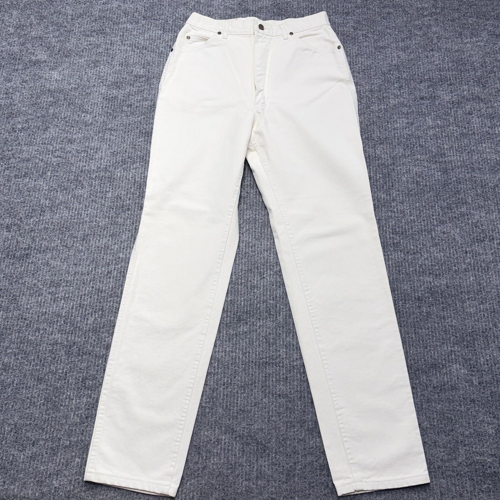 VTG Lee Riders Straight Jeans Womens 14 White High Rise USA 100% Cotton
